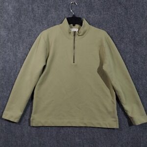 Kettlewell Sweater Womens Large Green 1/4 Zip Mock Neck Cotton Knit Pullover